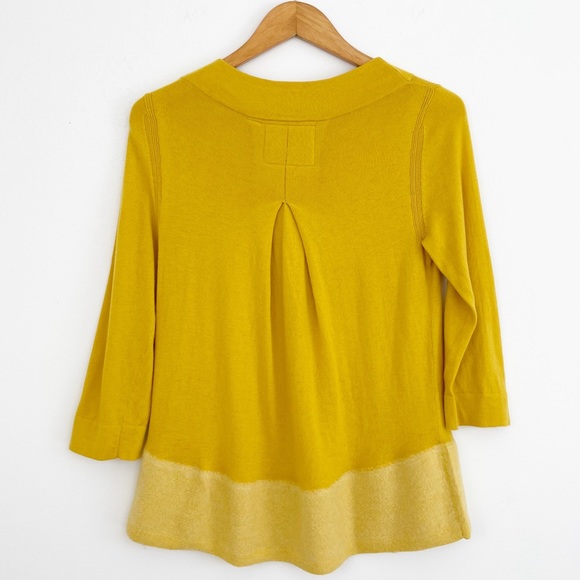 Anthropologie Angel of The North Golden Yellow Cashmere Blend Sweater Size M - Picture 8 of 16